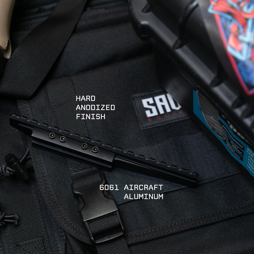 Monstrum 14-slot Picatinny rail supports mid-range optics and accessories.