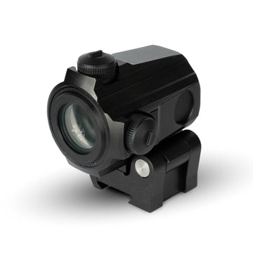 Monstrum 2X flip-to-side magnifier mounted on optic enables rapid magnified to unmagnified transition.