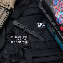 Monstrum 9-slot Picatinny rail provides compact mounting options for versatile optics.