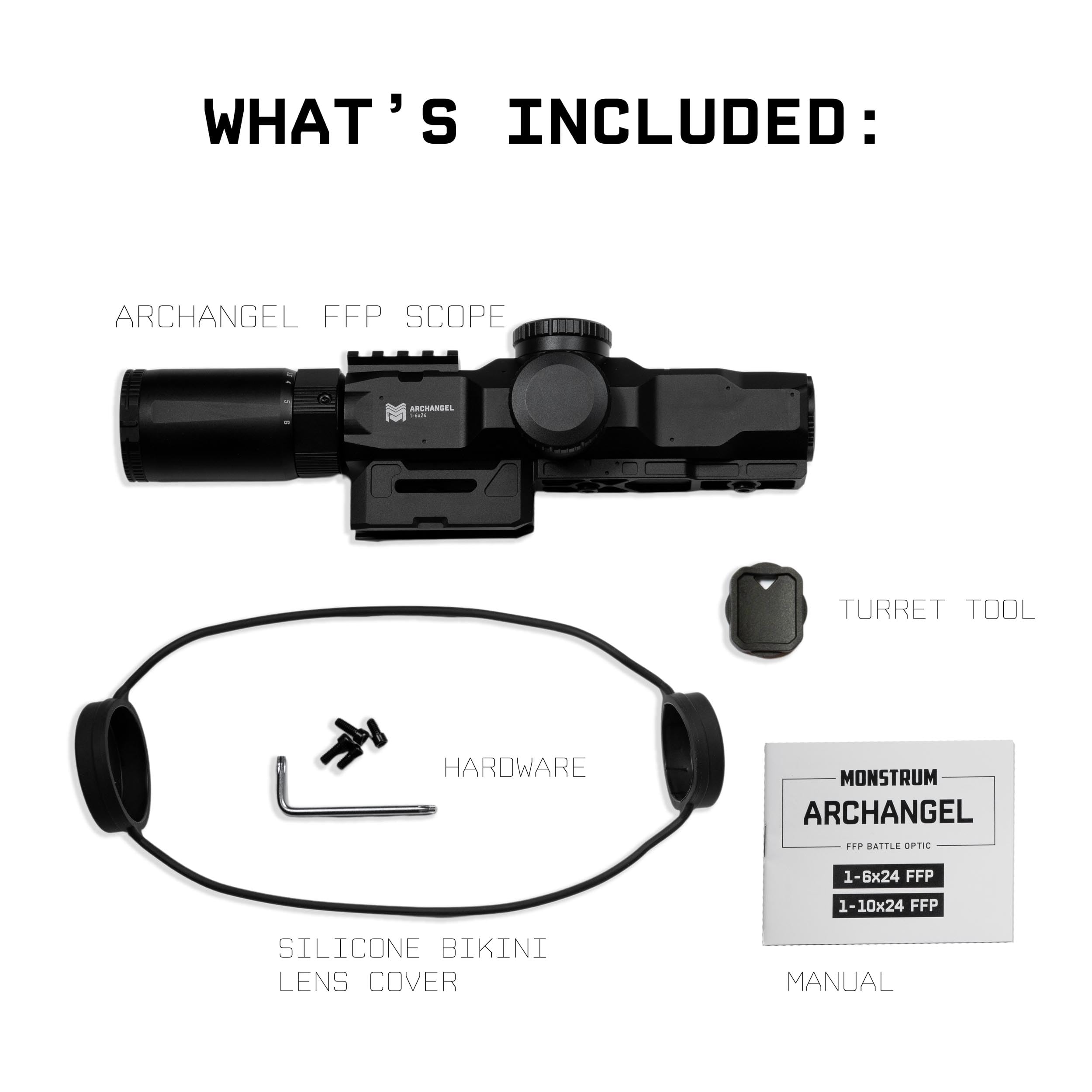 Monstrum Archangel ED FFP reticle maintains hash marks across magnifications.