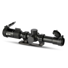 Monstrum Banshee 2-10x30 FFP scope angled view for quick target acquisition.