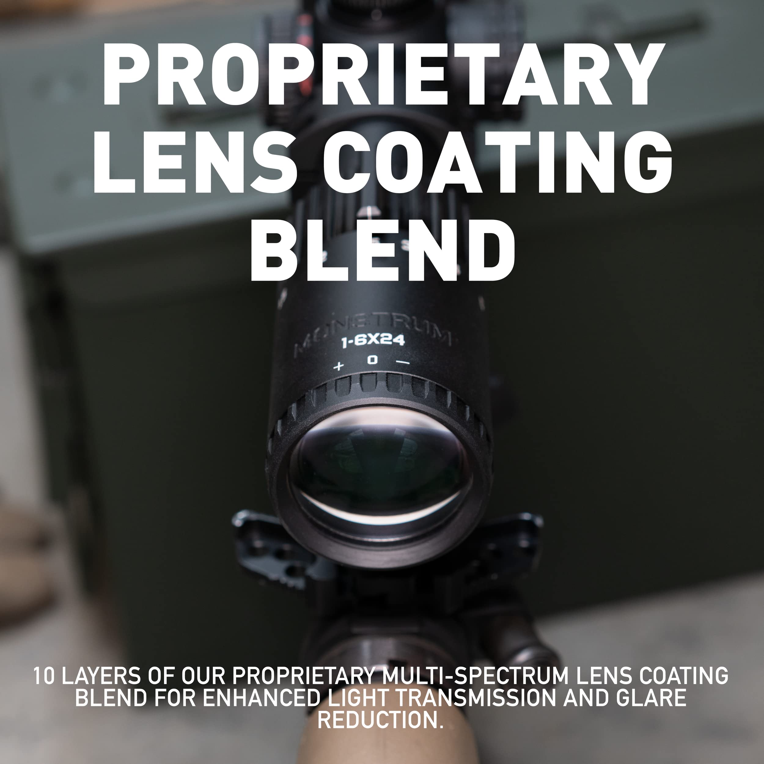 Monstrum Banshee ED 1-10x24 LPVO turret and controls for precise windage and elevation