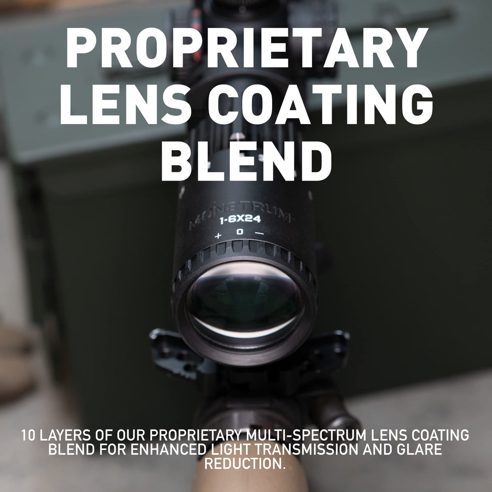Monstrum Banshee ED 1-10x24 LPVO turret and controls for precise windage and elevation