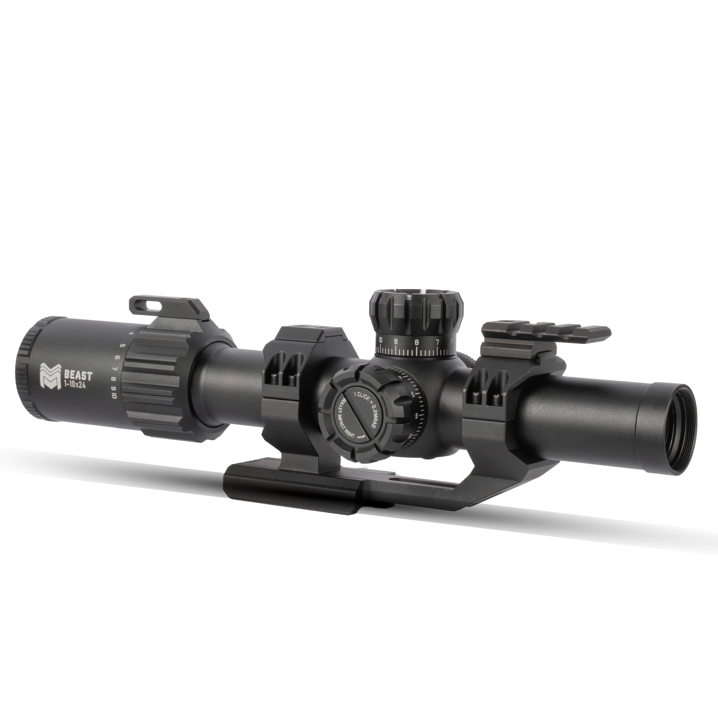 Monstrum Beast ED 1-10x FFP scope closeup for fast target acquisition.