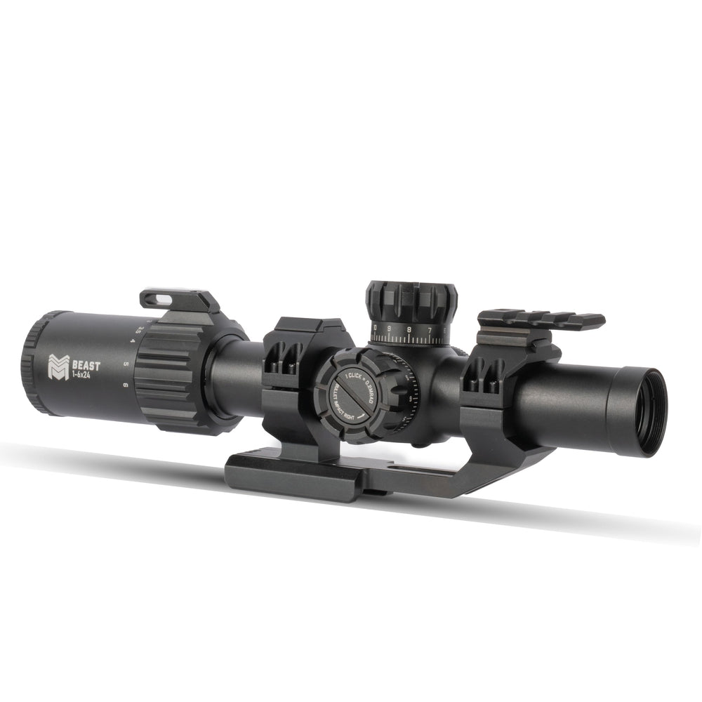 Monstrum Beast ED 1-6x scope body offers rugged field reliability.