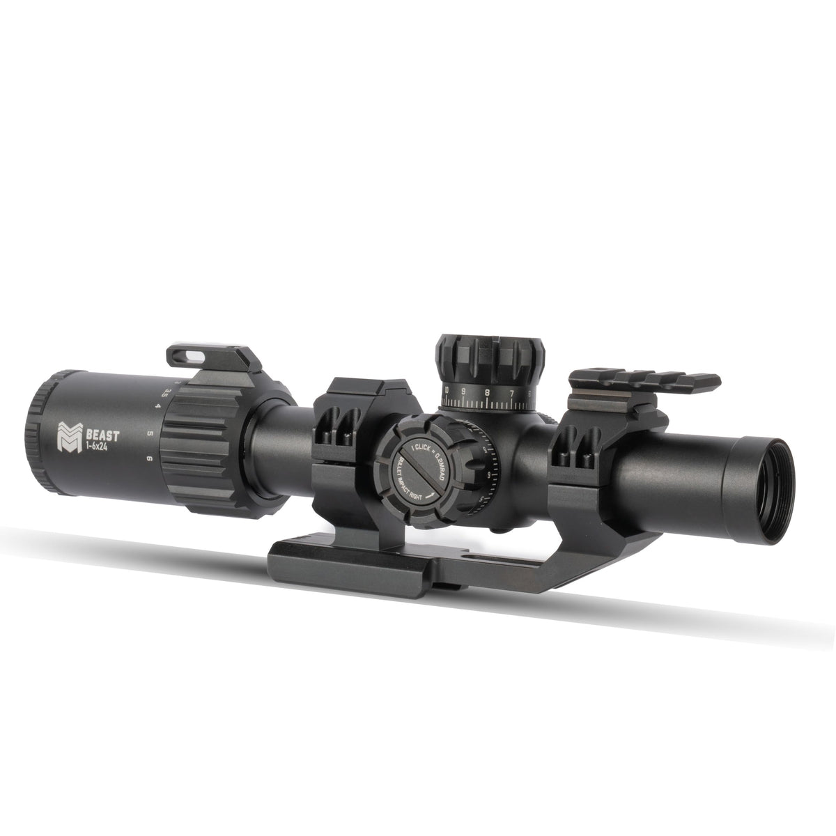Monstrum Beast ED 1-6x scope body offers rugged field reliability.