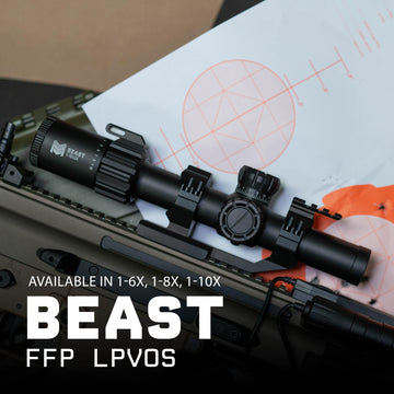 Monstrum Beast ED daylight-bright reticle illumination for visible aiming in sun.