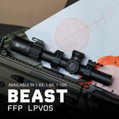 Monstrum Beast ED daylight-bright reticle illumination for visible aiming in sun.