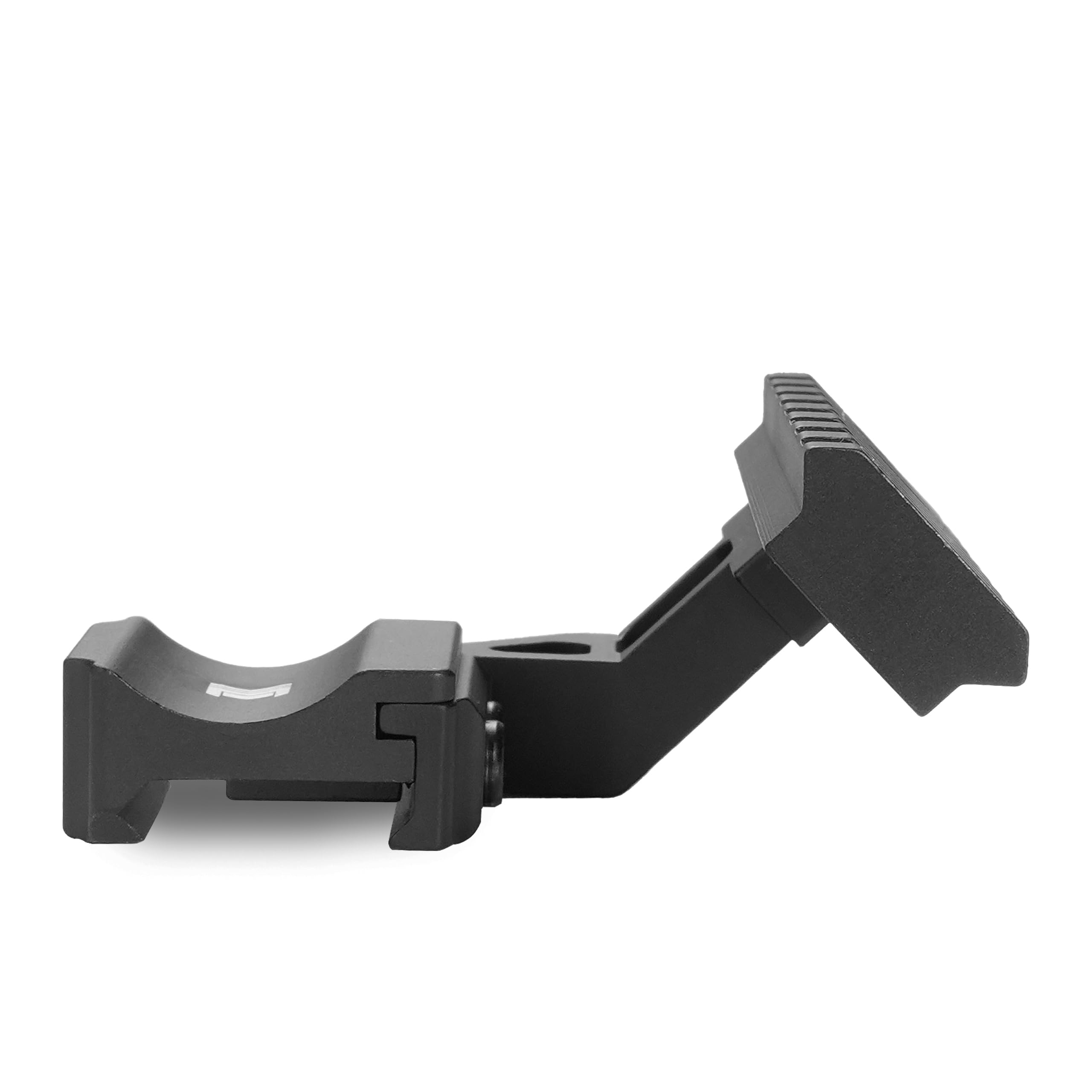 Monstrum canted 45-degree mount side view demonstrates versatile left or right-handed use.