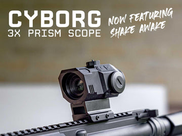 Monstrum Cyborg 3X Prism Scope DX1 Reticle highlights rapid close-range aiming.