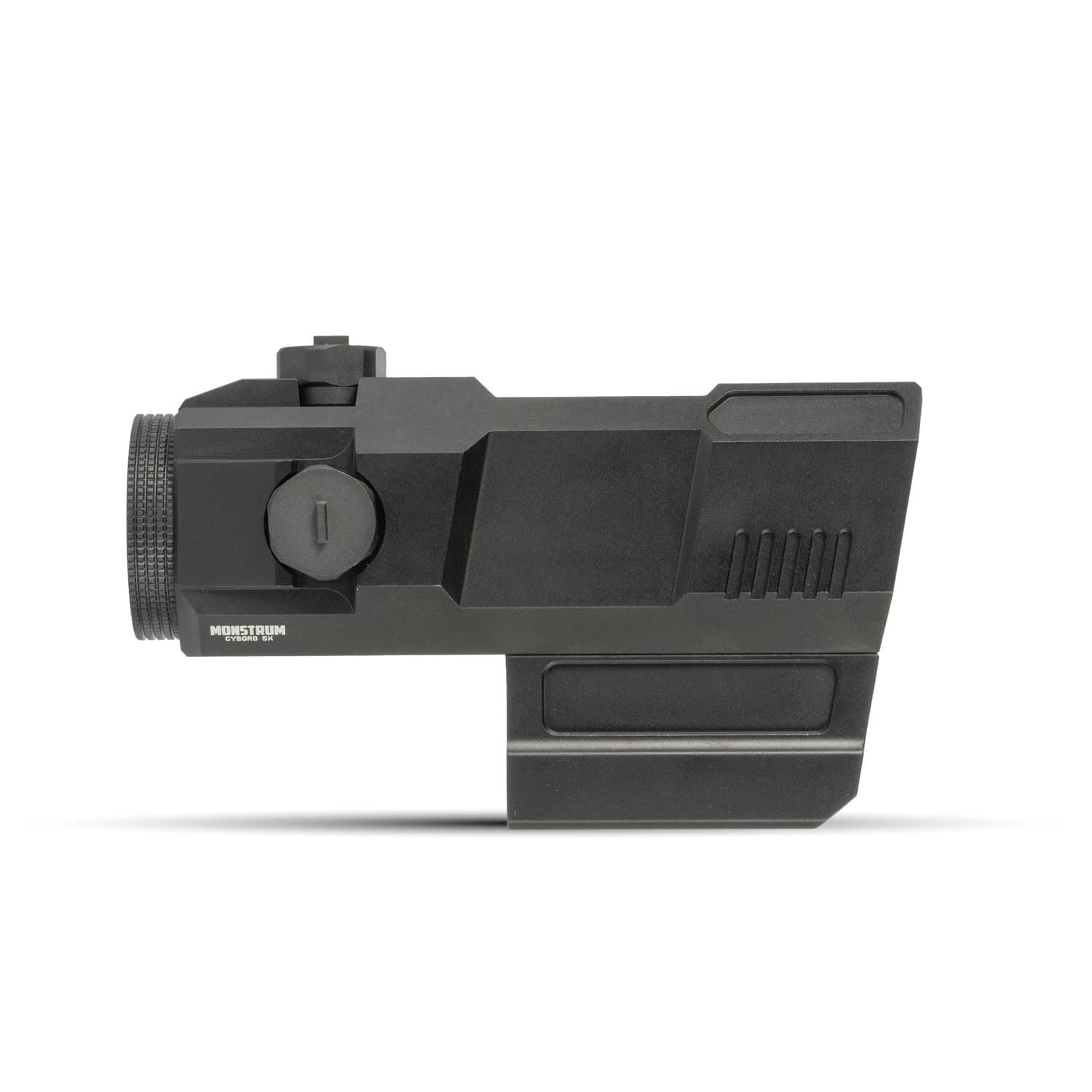 Monstrum Cyborg 5X prism scope eye relief showing forgiving eyebox.