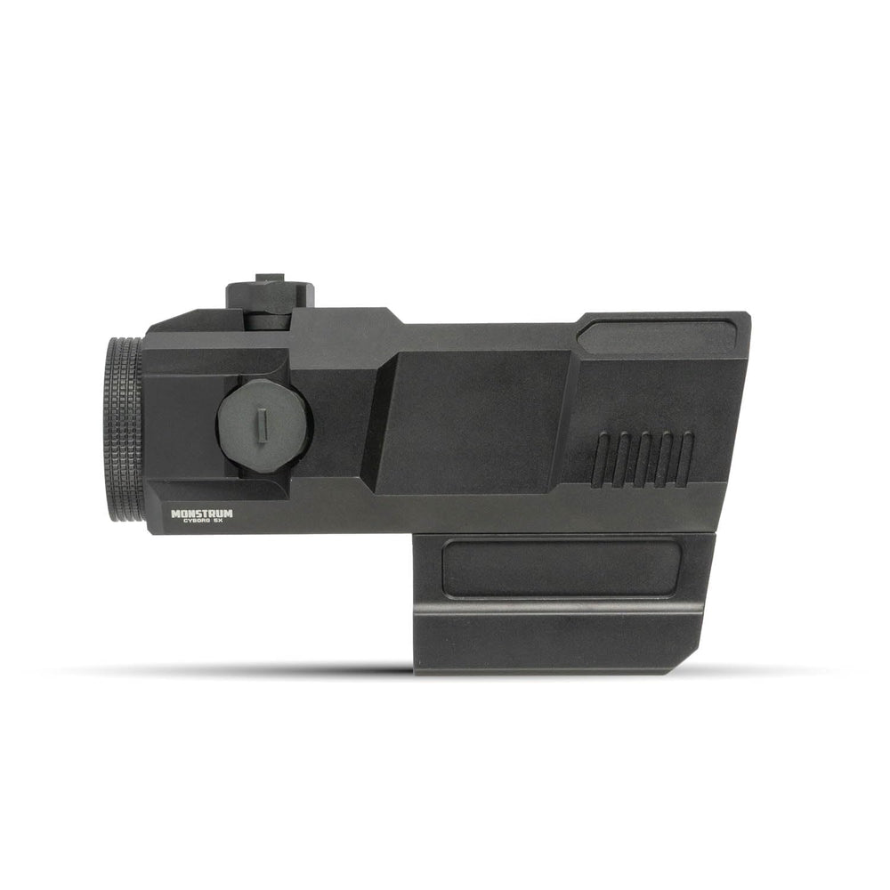 Monstrum Cyborg 5X prism scope eye relief showing forgiving eyebox.