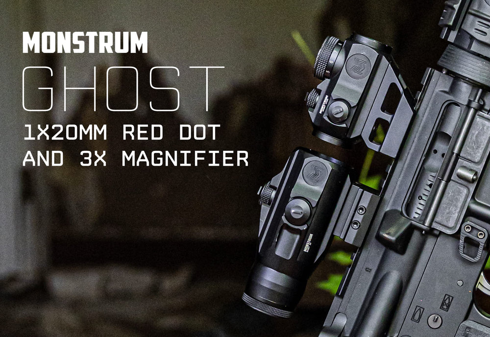 Monstrum Ghost 3x magnifier provides enhanced mid-range precision for versatile shooting.