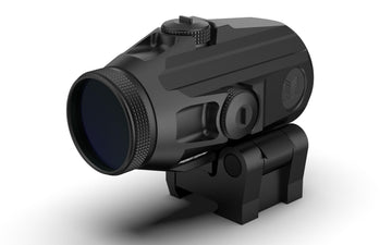 Monstrum Ghost G3 4x Magnifier; co-witness alignment supports quick target acquisition at distance.