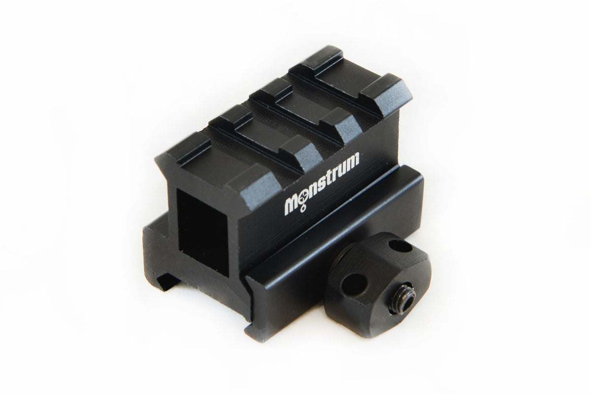 Monstrum high profile Picatinny riser mount improves sight clearance for red dot setups