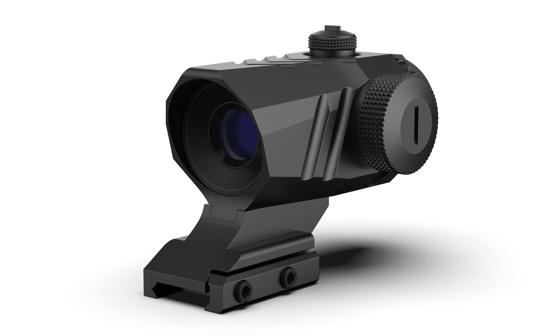 Monstrum Marksman compact scope rail mount shows integrated riser for true cowitness.
