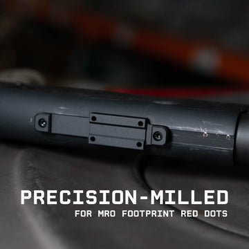 Monstrum Mossberg mount displays footprint patterns with compatibility guidance for red dots.