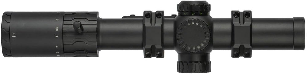 Monstrum Panzer ED 1-6x24 Morpheus Chevron reticle enables fast target acquisition.