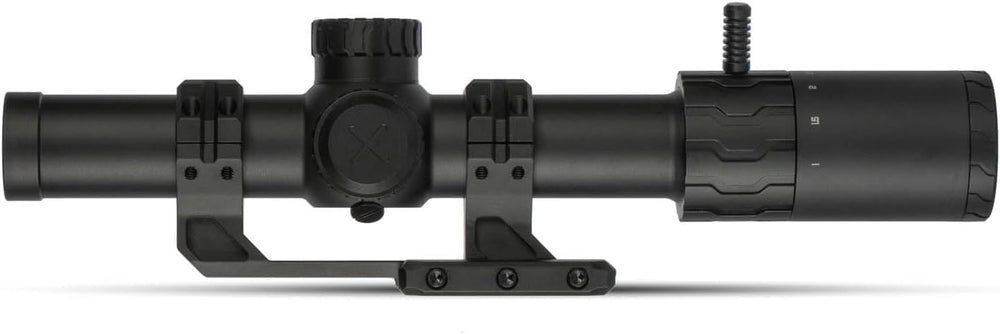 Monstrum Panzer ED 1-6x24 offset mount included for flexible mounting options.