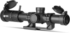 Monstrum Panzer ED 1-6x24 outer body shot showing rugged chassis for field use.