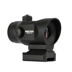 Monstrum Ruckus 3X prism scope on rifle offers quick target access.
