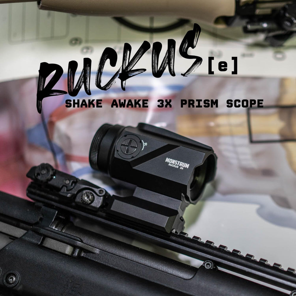 Monstrum Ruckus electronic button control lets you adjust brightness without shifting aim.