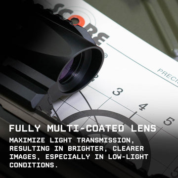 Monstrum Ruckus Pro 5X etched glass reticle minimizes distortion for astigmatic shooters