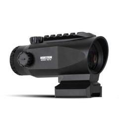 Monstrum Ruckus Pro 5X prism scope front view highlights compact form and crisp optics