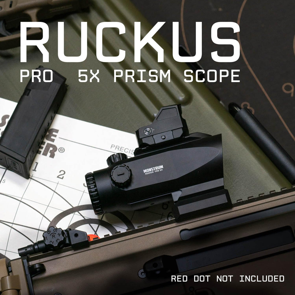 Monstrum Ruckus Pro 5X with piggyback mount enables quick secondary dot readiness