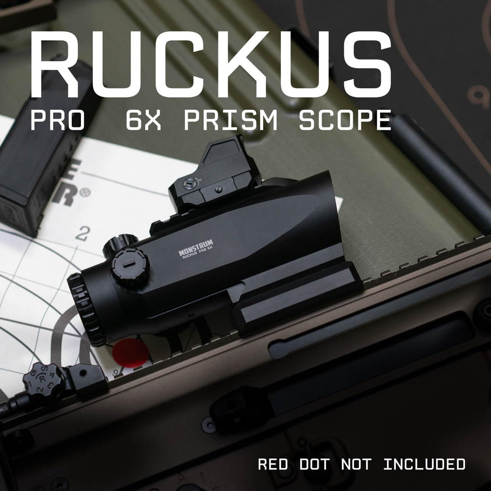 Monstrum Ruckus Pro with piggyback mount enables secondary dot optic setup.