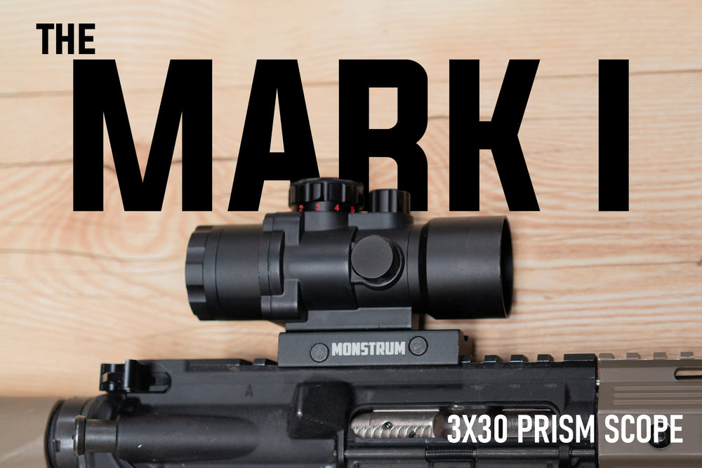 Monstrum S330P DX1 reticle closeup, etched glass for crisp aiming.