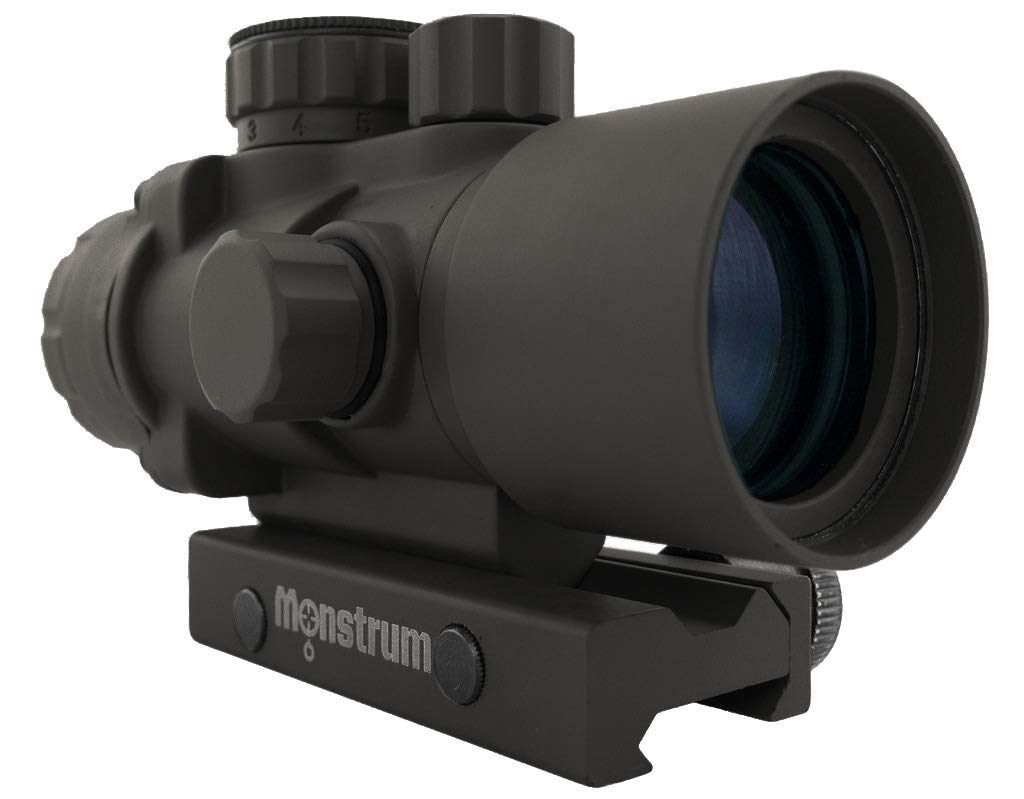 Monstrum S330P prism scope front view, compact rugged build for reliable field use.