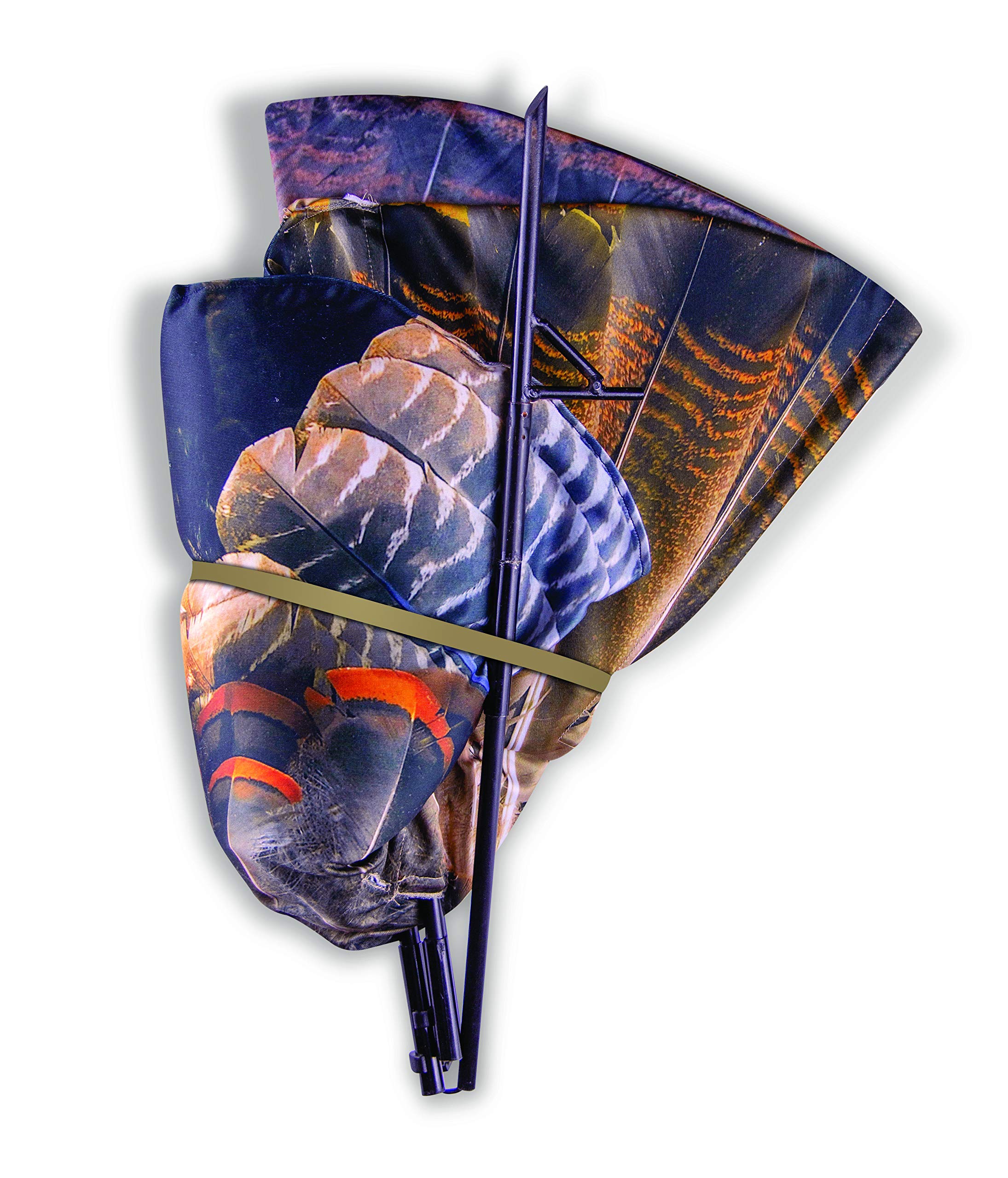 Peep hole and folding handle support hands-on use for flexible turkey hunting styles.