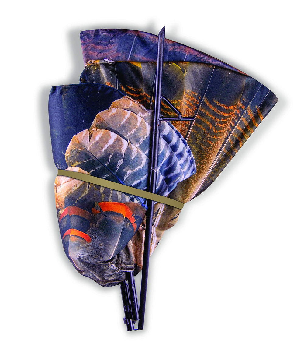 Peep hole and folding handle support hands-on use for flexible turkey hunting styles.