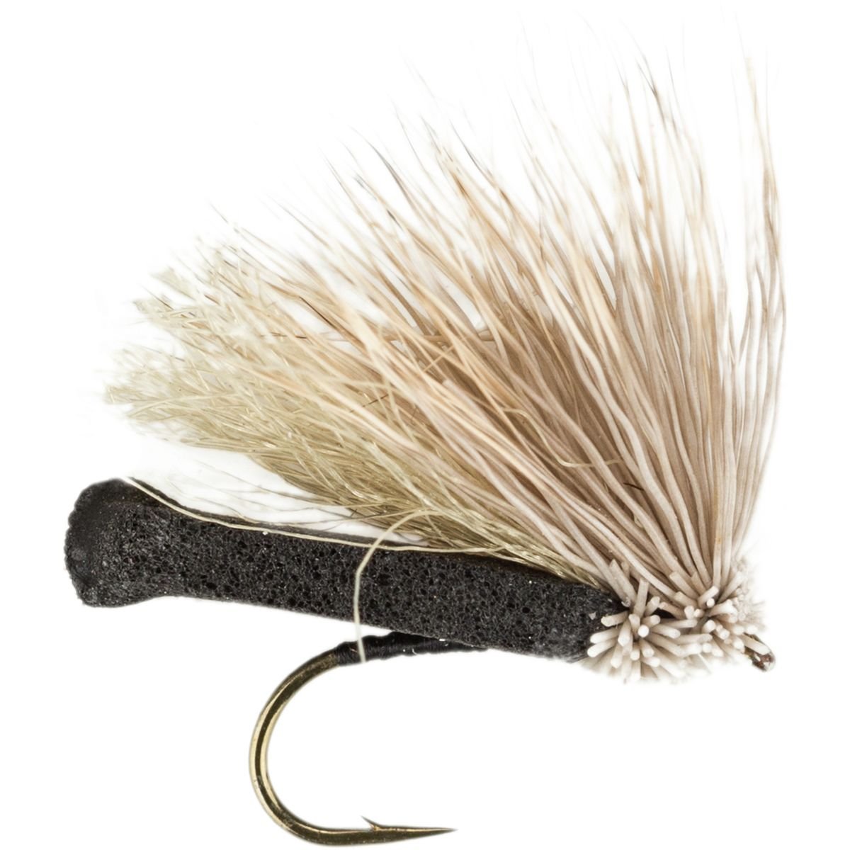 Montana Fly Company Furimsky's Fluttering Foam Caddis in water view, reduces waterlogging during casts.