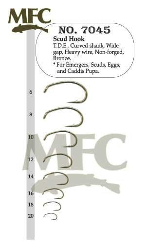 Montana Fly Scud Hook 7045, size 16-25, sharp needle point for reliable stream hooksets