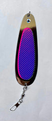 Montana Tackle Kokanee Dodger with UV purple scale and nickel accent enhances visibility and color-changing action