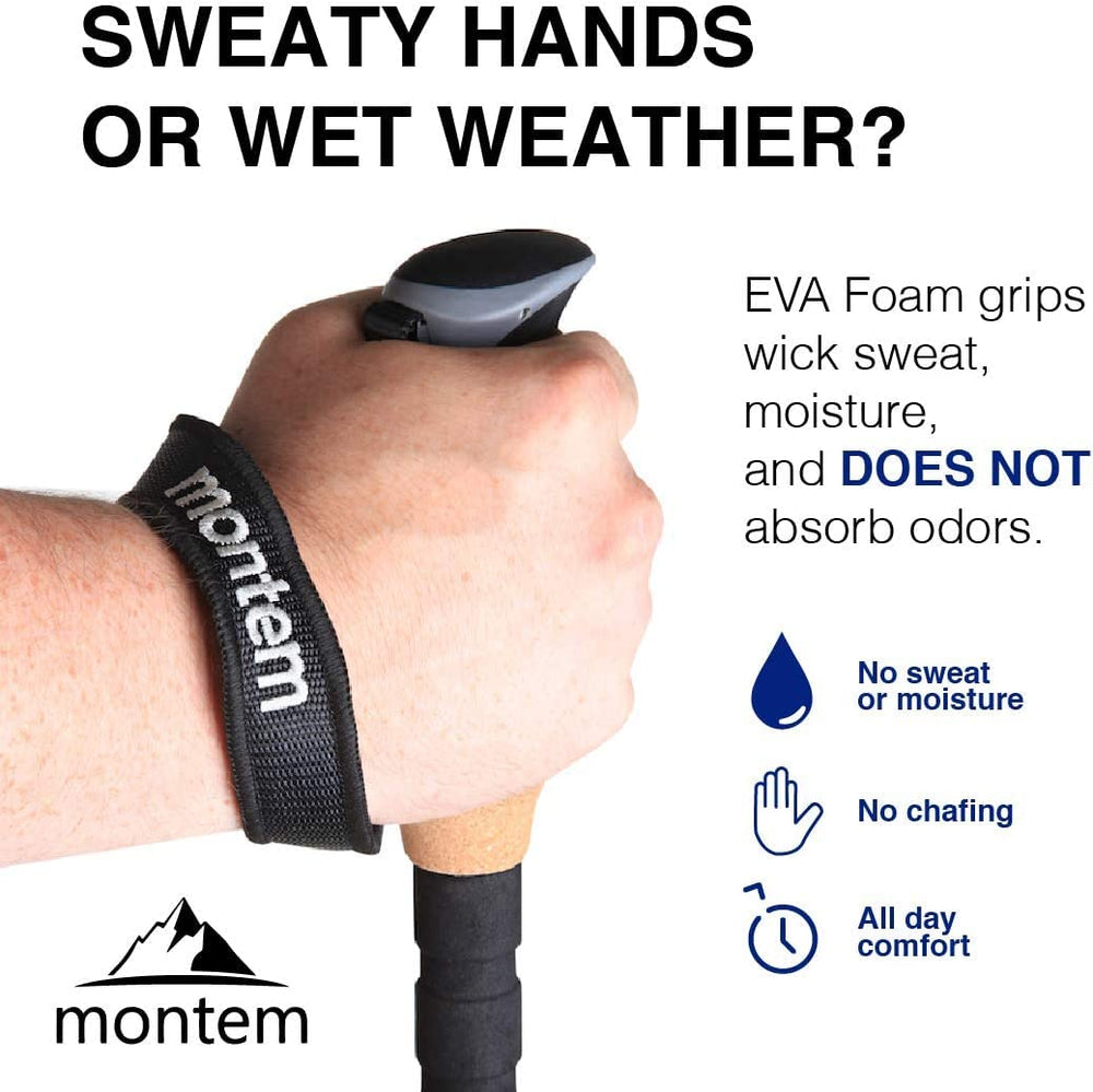 Montem padded straps provide comfortable, ergonomic grip during long hikes