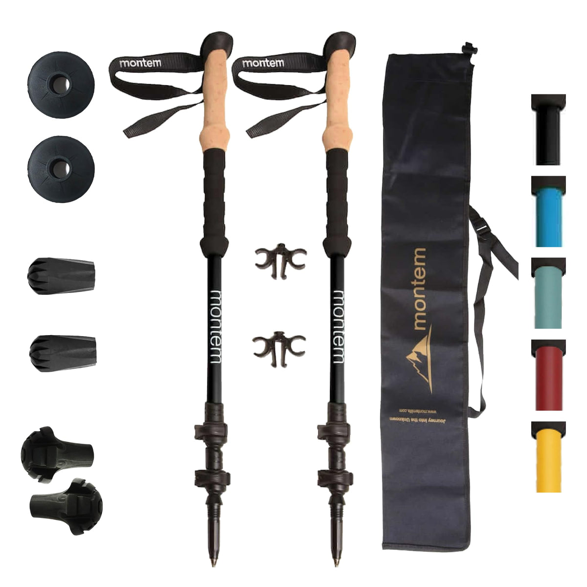 Montem Ultra Light carbon fiber trekking poles with quick-lock for fast height adjustments
