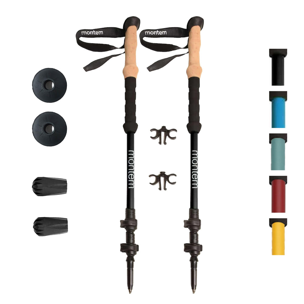 Montem Ultra Light Carbon Poles assembled for stable trekking on uneven terrain