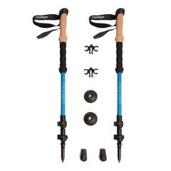 Montem Ultra Light trekking poles folded compactly for easy packing in luggage.