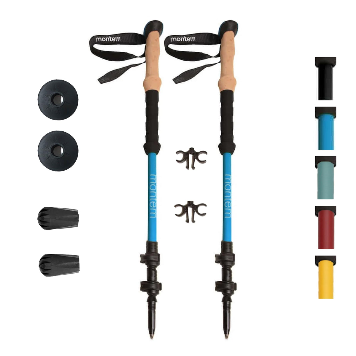 Montem Ultra Light carbon fiber trekking poles extended to 53 inches for tall hikers.