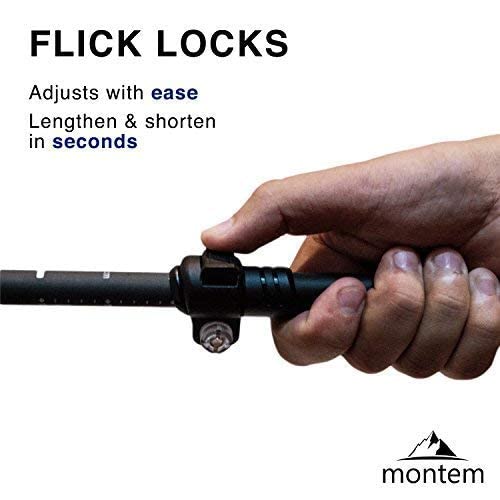 Montem Ultra Strong trekking poles lightweight design reduces fatigue on long hikes.