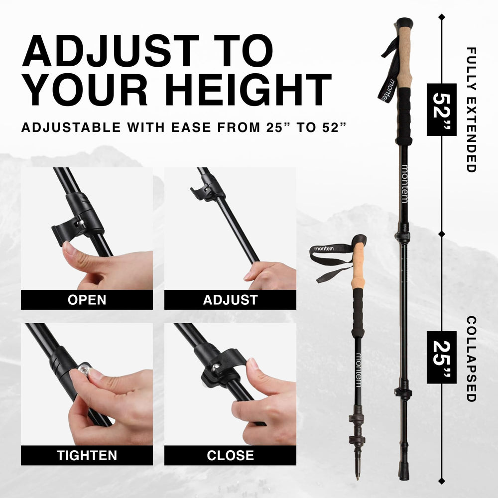 Montem trekking poles with padded straps for a comfortable and secure grip during long hikes.