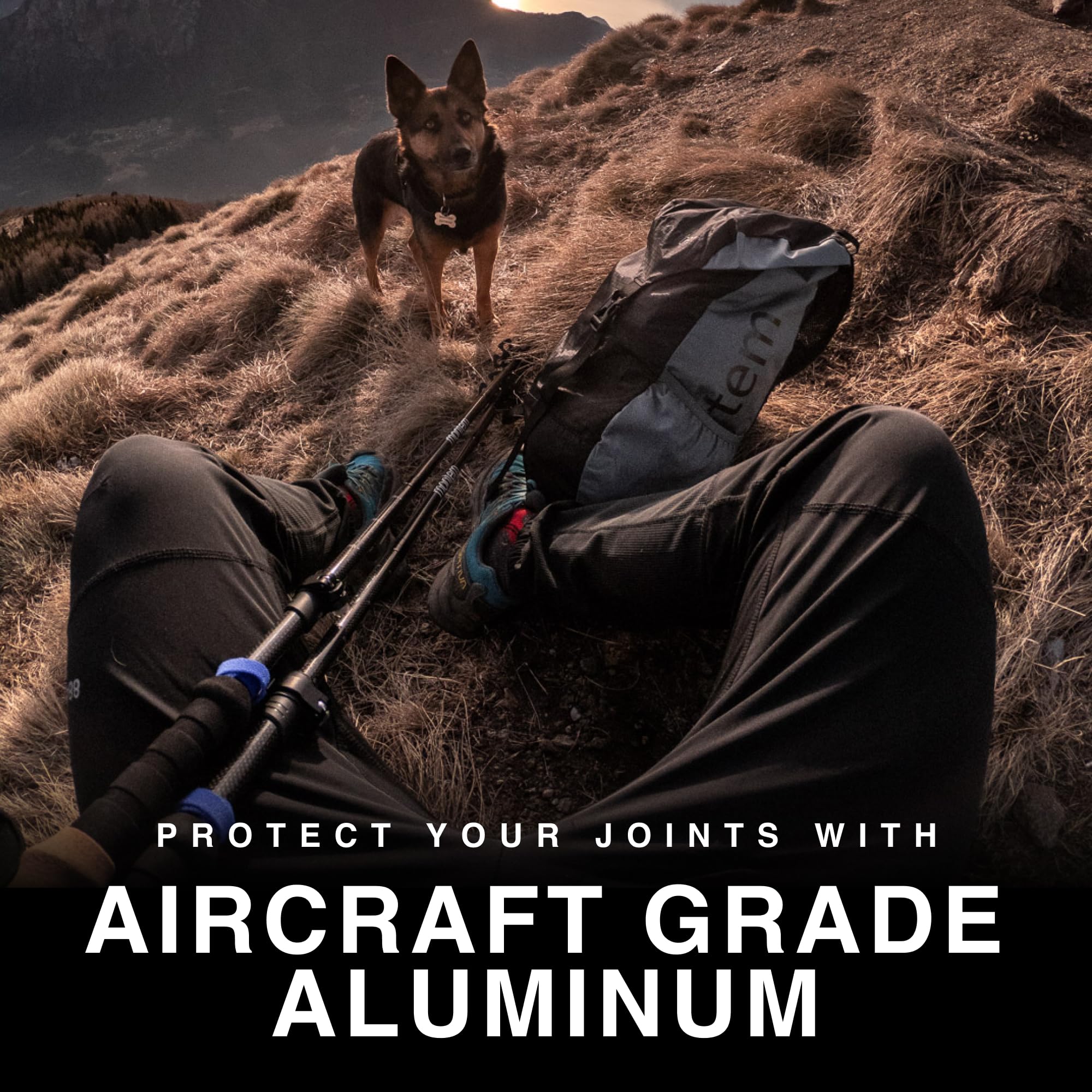 Montem trekking poles feature a quick-lock system for easy height adjustments on the move.