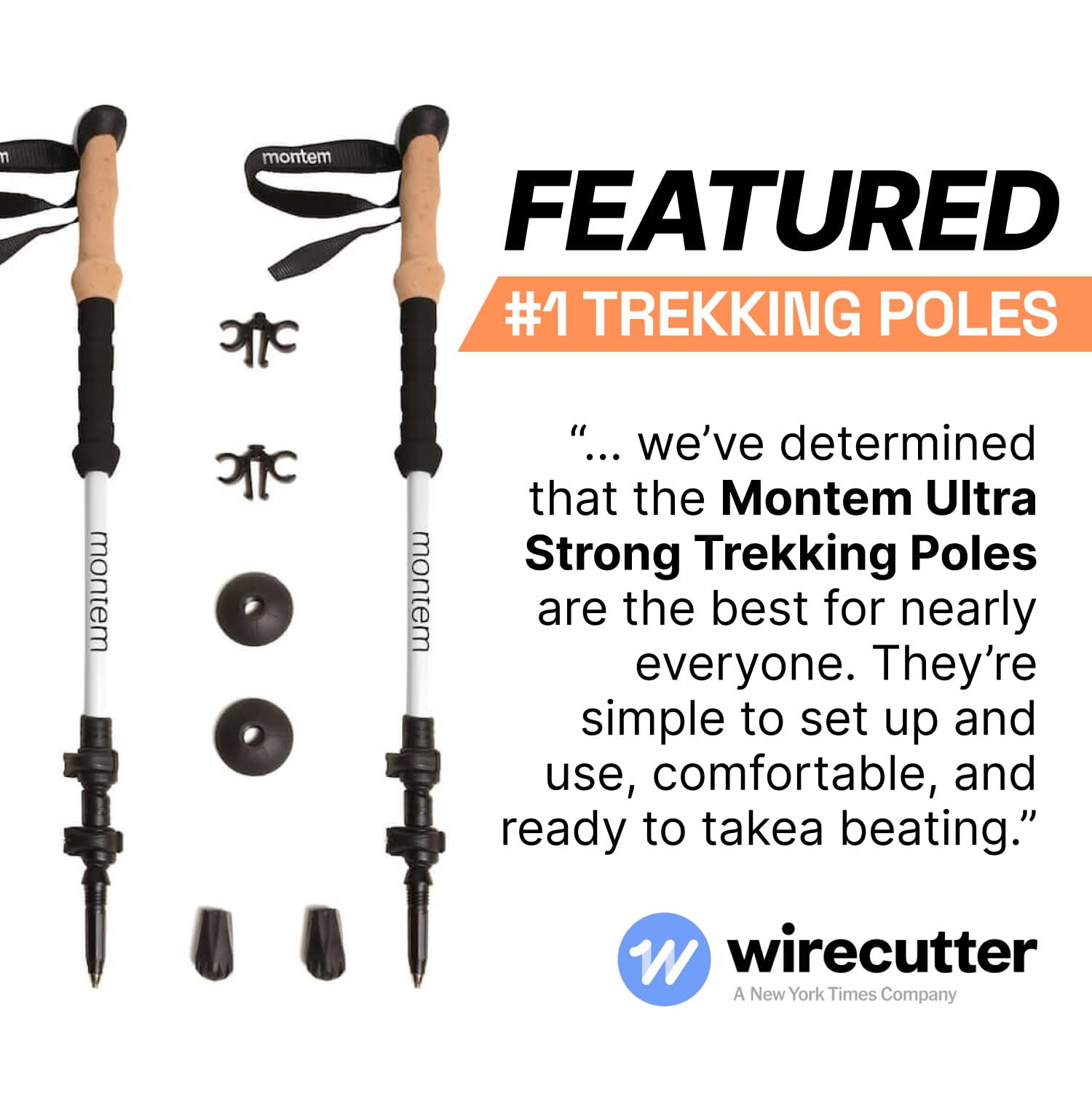 Montem Ultra Strong trekking poles folded in pack for travel-ready portability.