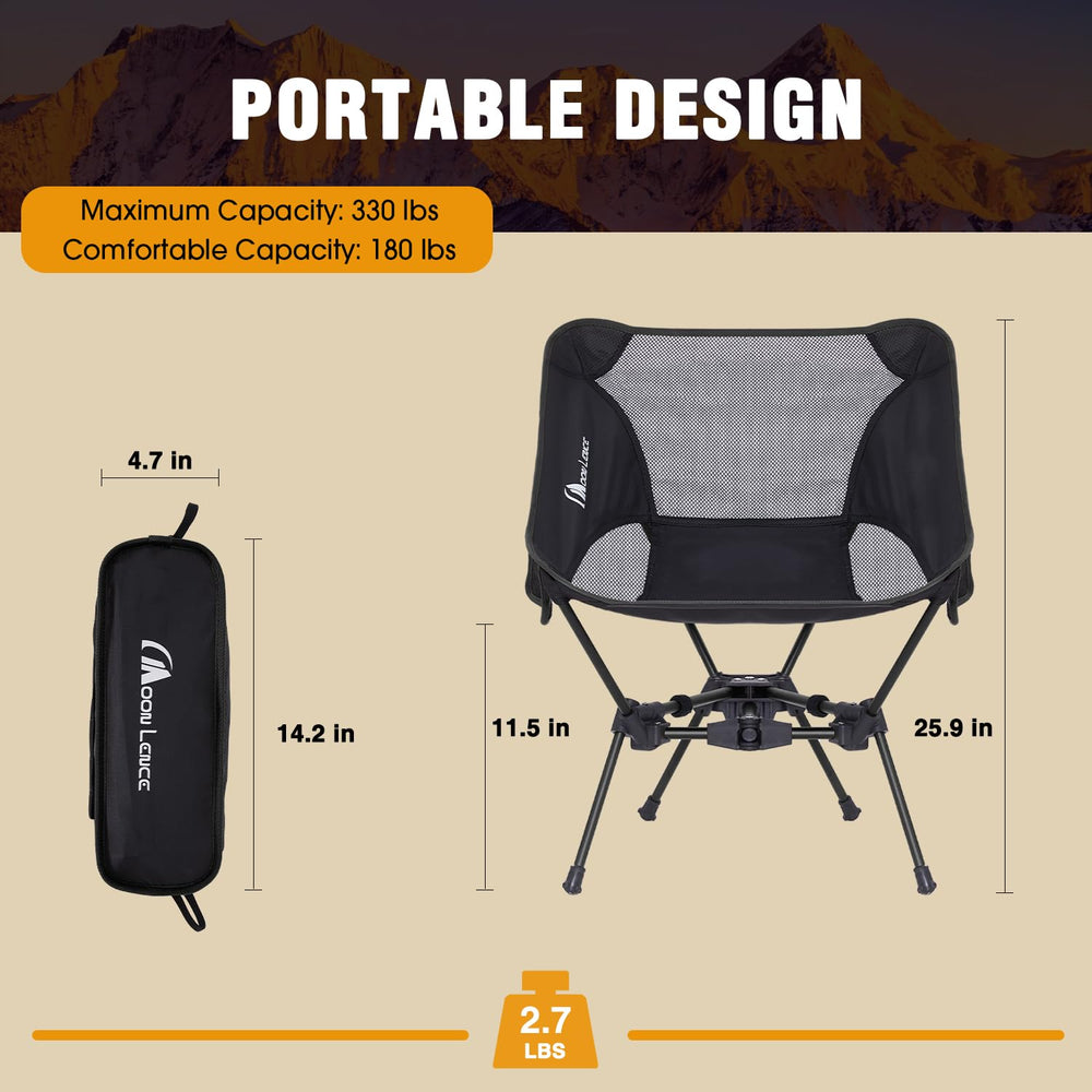Moon Lence 4th-gen ultralight frame highlights lightweight portability for travel.