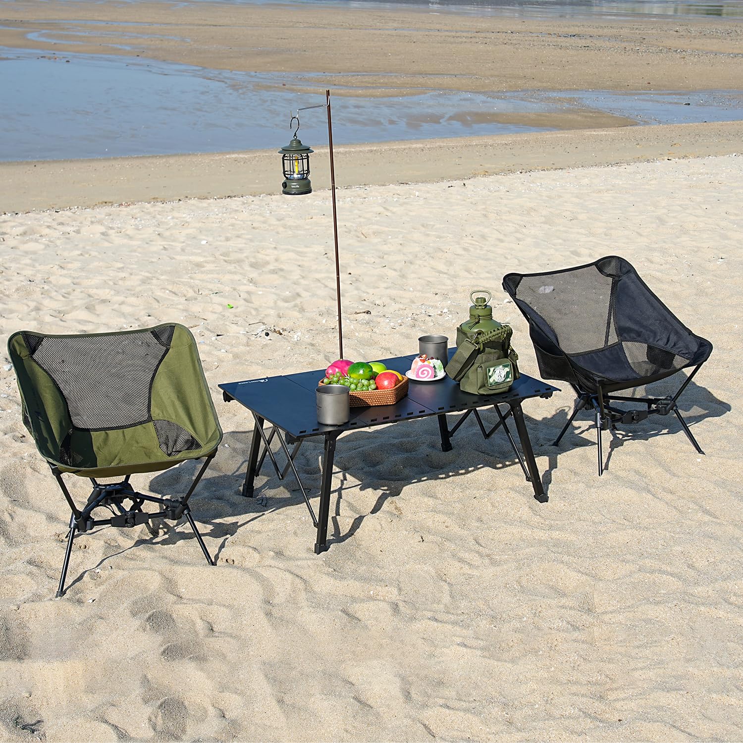 MOON LENCE camping chair pack backpack-ready green convenient for travel and camping.