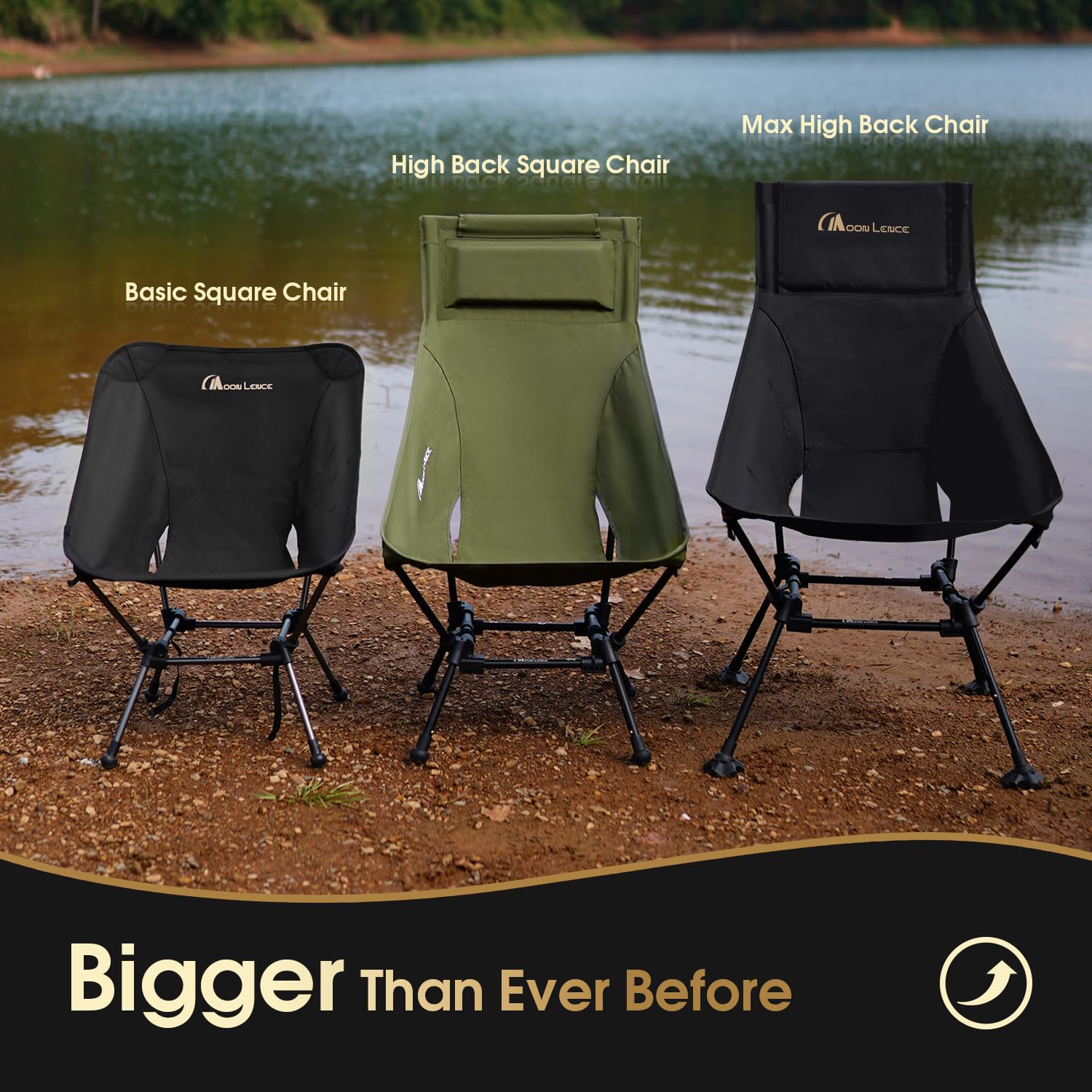 Moon Lence camping chair pillow pocket enables personal headrest with secure fit.