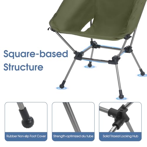 MOON LENCE Camping Chair Plus anti-sinking feet prevent wobble on soft surfaces.